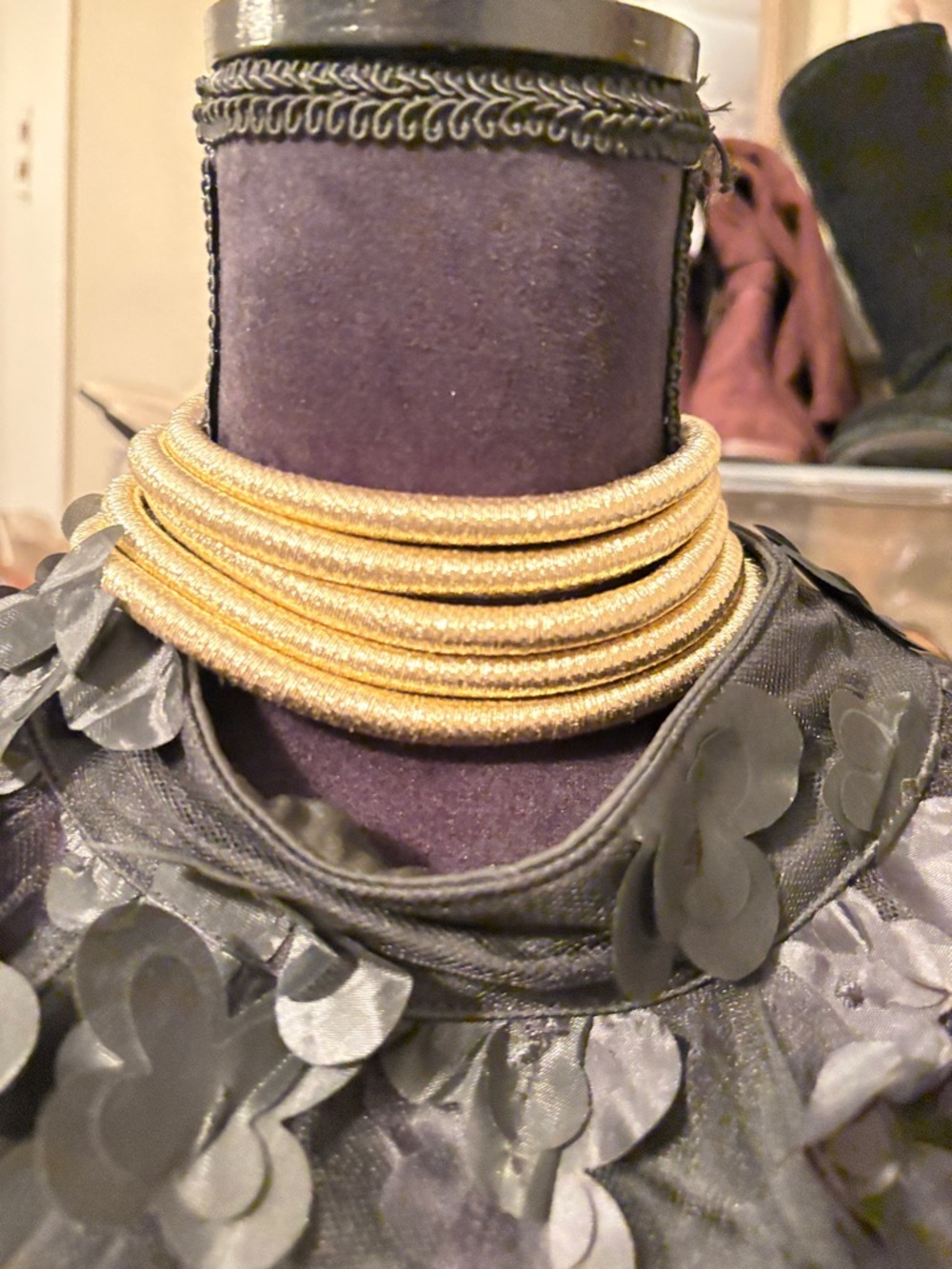 Gold Multi-Strand Wrapped Choker Necklace - Womens Gold Statement Jewelry